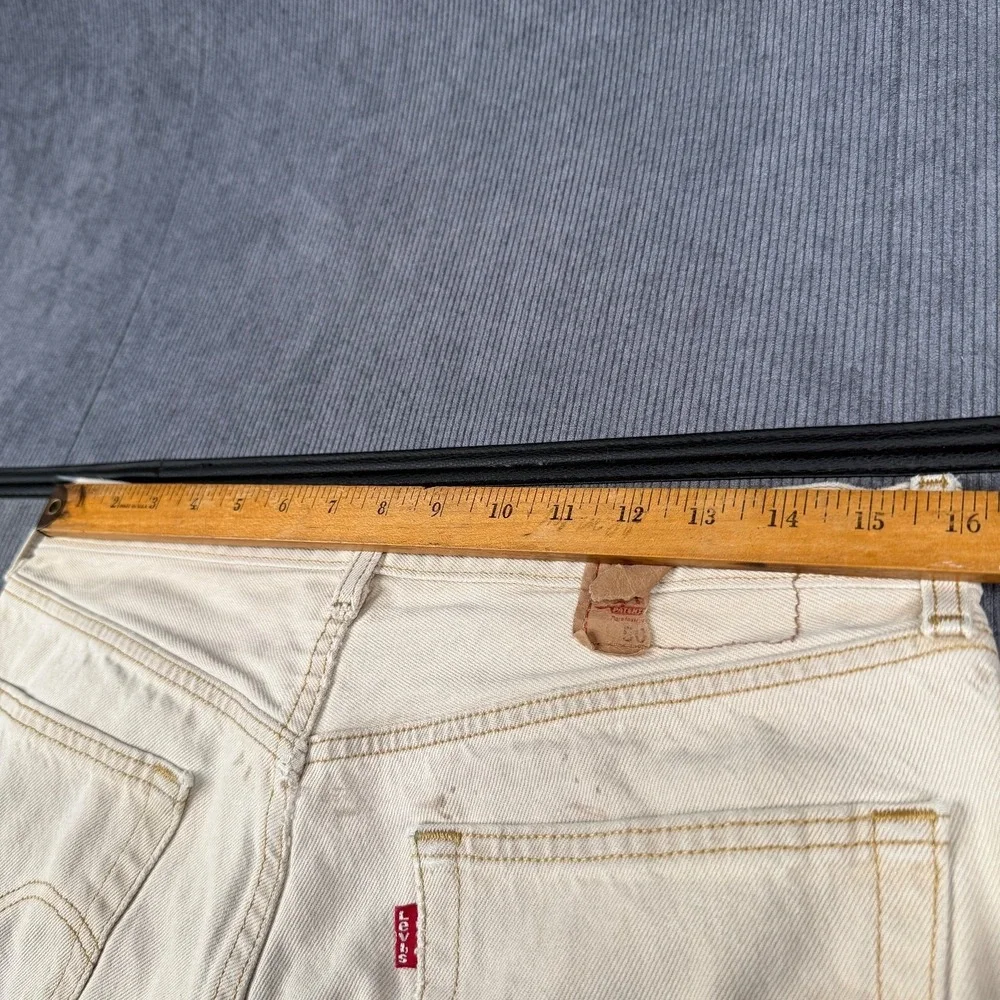 Levis 501 Original Fit Jeans Mens 34x34 Tan Beige Straight Leg Button Fly
